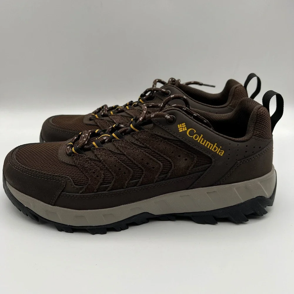 Columbia Strata Trail Low Hiking Shoes Mens 9 Brown Cordovan Mesh Suede Rugged